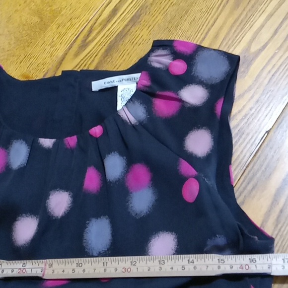 Diane Von Furstenburg Womens 4 Dress BLACK PINK Used Preowned Sleeveless Dots - Picture 7 of 10